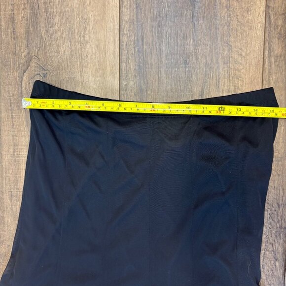 VTG Onyx Nite Slinky Black Strapless Chiffon Dress Womens L USA Stretch Goth - Picture 8 of 9